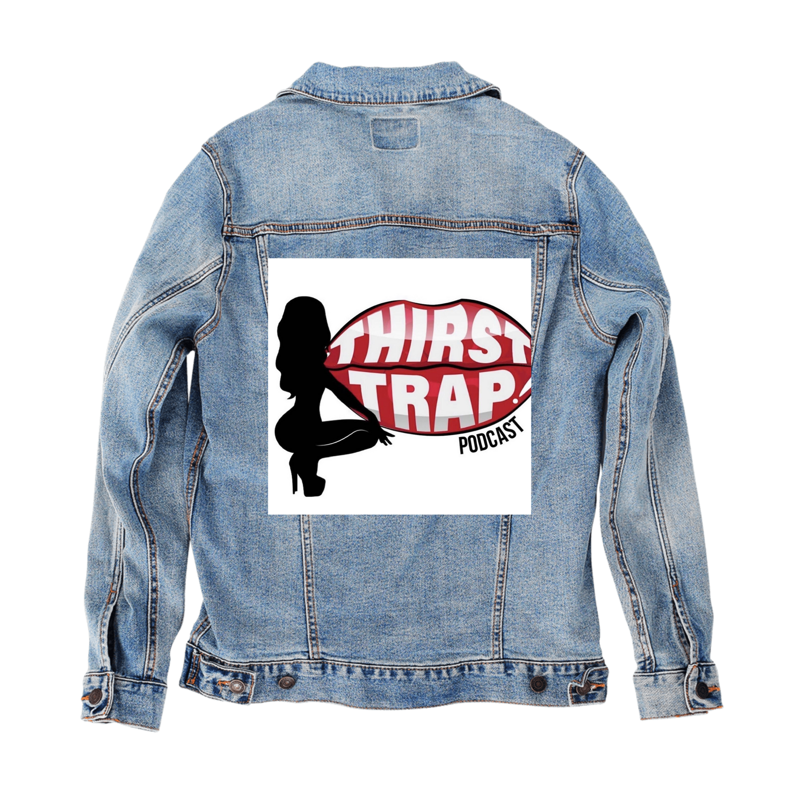 Customer Designed Custom Denim Jacket (hand-crafted) with 3 color choices of jacket: Stonewash, White, or Black. Unisex XS S M L XL 2X 3X. USA hand-crafted and USA digitally printed. Ships free within the USA & also ships Internationally.