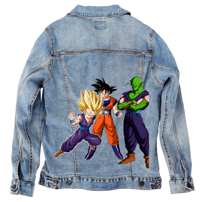 Customer Designed Custom Denim Jacket (hand-crafted) with 3 color choices of jacket: Stonewash, White, or Black. Unisex XS S M L XL 2X 3X. USA hand-crafted and USA digitally printed. Ships free within the USA & also ships Internationally.