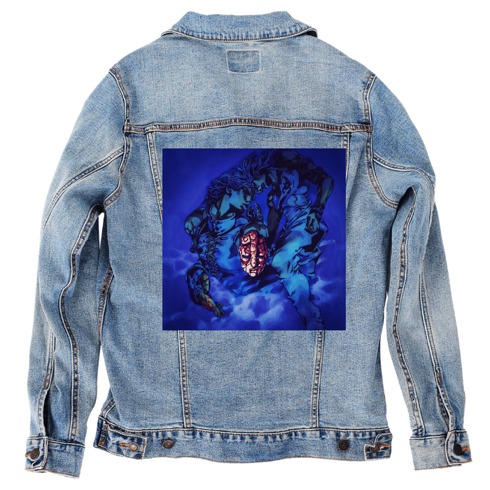 Customer Designed Custom Denim Jacket (hand-crafted) with 3 color choices of jacket: Stonewash, White, or Black. Unisex XS S M L XL 2X 3X. USA hand-crafted and USA digitally printed. Ships free within the USA & also ships Internationally.