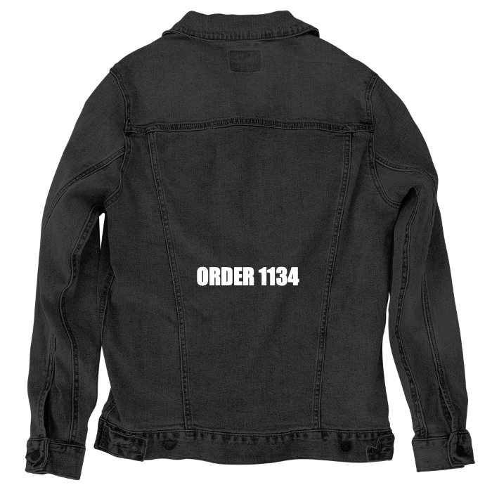 Customer Designed Custom Denim Jacket (hand-crafted) with 3 color choices of jacket: Stonewash, White, or Black. Unisex XS S M L XL 2X 3X. USA hand-crafted and USA digitally printed. Ships free within the USA & also ships Internationally.