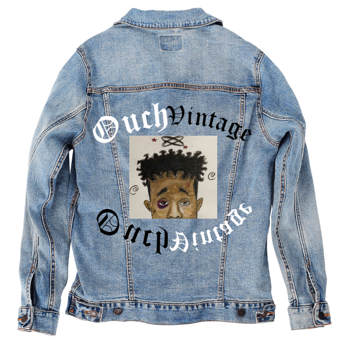 Customer Designed Custom Denim Jacket (hand-crafted) with 3 color choices of jacket: Stonewash, White, or Black. Unisex XS S M L XL 2X 3X. USA hand-crafted and USA digitally printed. Ships free within the USA & also ships Internationally.
