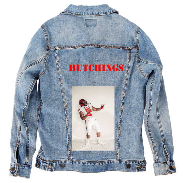 Customer Designed Custom Denim Jacket (hand-crafted) with 3 color choices of jacket: Stonewash, White, or Black. Unisex XS S M L XL 2X 3X. USA hand-crafted and USA digitally printed. Ships free within the USA & also ships Internationally.