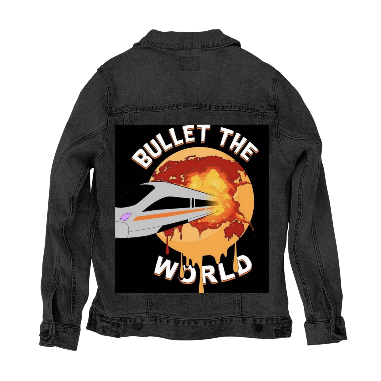 Customer Designed Custom Denim Jacket (hand-crafted) with 3 color choices of jacket: Stonewash, White, or Black. Unisex XS S M L XL 2X 3X. USA hand-crafted and USA digitally printed. Ships free within the USA & also ships Internationally.