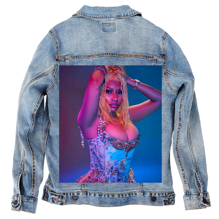 Customer Designed Custom Denim Jacket (hand-crafted) with 3 color choices of jacket: Stonewash, White, or Black. Unisex XS S M L XL 2X 3X. USA hand-crafted and USA digitally printed. Ships free within the USA & also ships Internationally.