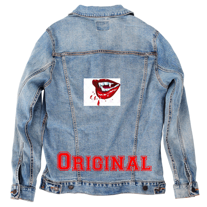 Customer Designed Custom Denim Jacket (hand-crafted) with 3 color choices of jacket: Stonewash, White, or Black. Unisex XS S M L XL 2X 3X. USA hand-crafted and USA digitally printed. Ships free within the USA & also ships Internationally.