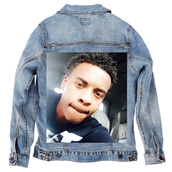 Customer Designed Custom Denim Jacket (hand-crafted) with 3 color choices of jacket: Stonewash, White, or Black. Unisex XS S M L XL 2X 3X. USA hand-crafted and USA digitally printed. Ships free within the USA & also ships Internationally.