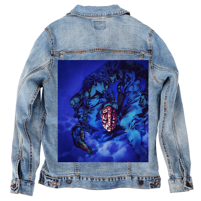 Customer Designed Custom Denim Jacket (hand-crafted) with 3 color choices of jacket: Stonewash, White, or Black. Unisex XS S M L XL 2X 3X. USA hand-crafted and USA digitally printed. Ships free within the USA & also ships Internationally.