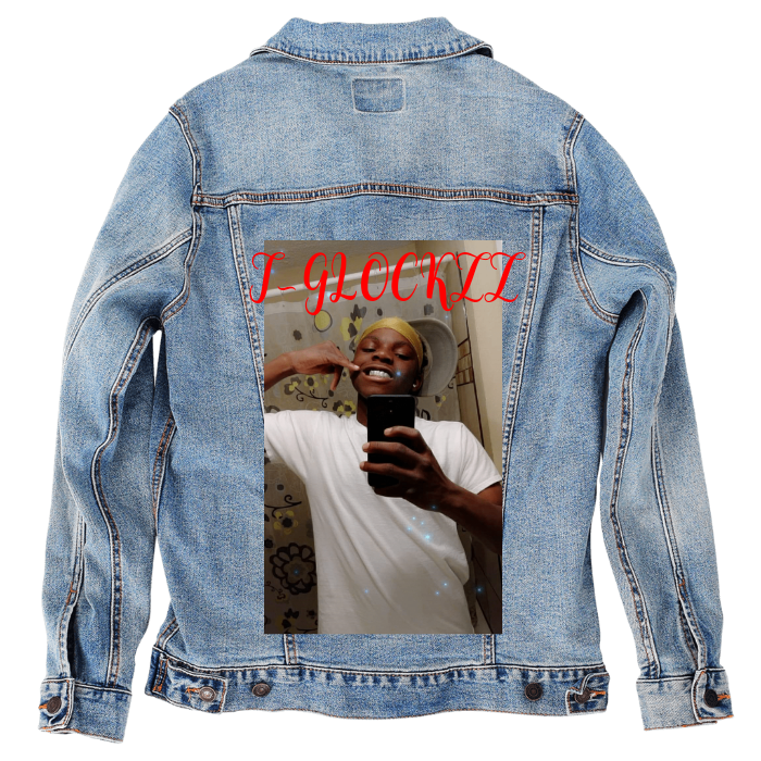 Customer Designed Custom Denim Jacket (hand-crafted) with 3 color choices of jacket: Stonewash, White, or Black. Unisex XS S M L XL 2X 3X. USA hand-crafted and USA digitally printed. Ships free within the USA & also ships Internationally.