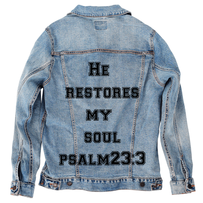 Customer Designed Custom Denim Jacket (hand-crafted) with 3 color choices of jacket: Stonewash, White, or Black. Unisex XS S M L XL 2X 3X. USA hand-crafted and USA digitally printed. Ships free within the USA & also ships Internationally.
