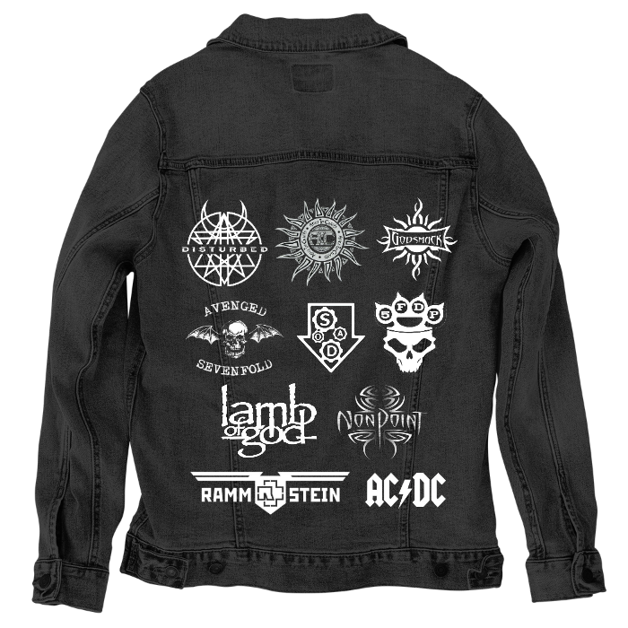 Customer Designed Custom Denim Jacket (hand-crafted) with 3 color choices of jacket: Stonewash, White, or Black. Unisex XS S M L XL 2X 3X. USA hand-crafted and USA digitally printed. Ships free within the USA & also ships Internationally.