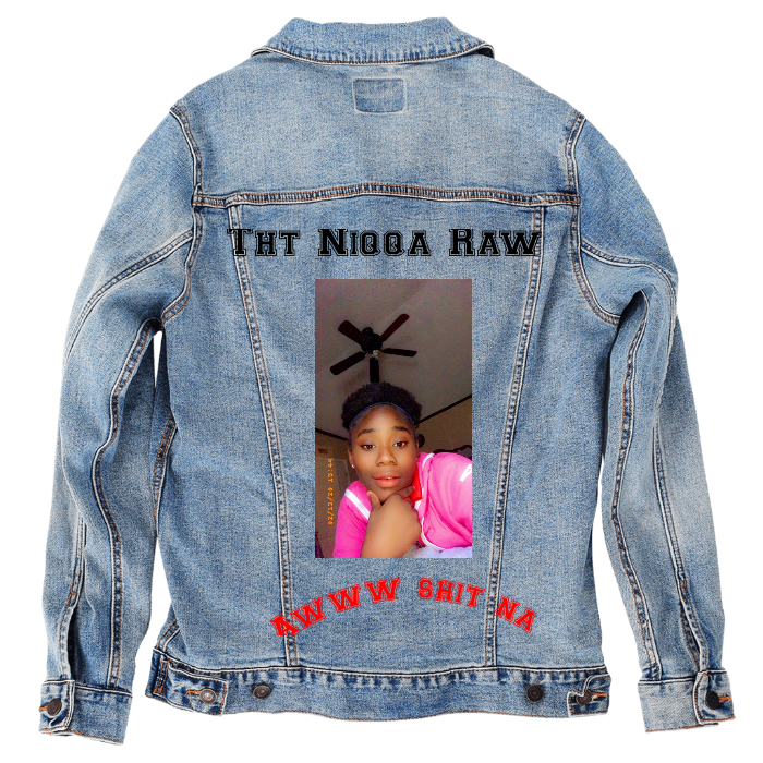 Customer Designed Custom Denim Jacket (hand-crafted) with 3 color choices of jacket: Stonewash, White, or Black. Unisex XS S M L XL 2X 3X. USA hand-crafted and USA digitally printed. Ships free within the USA & also ships Internationally.