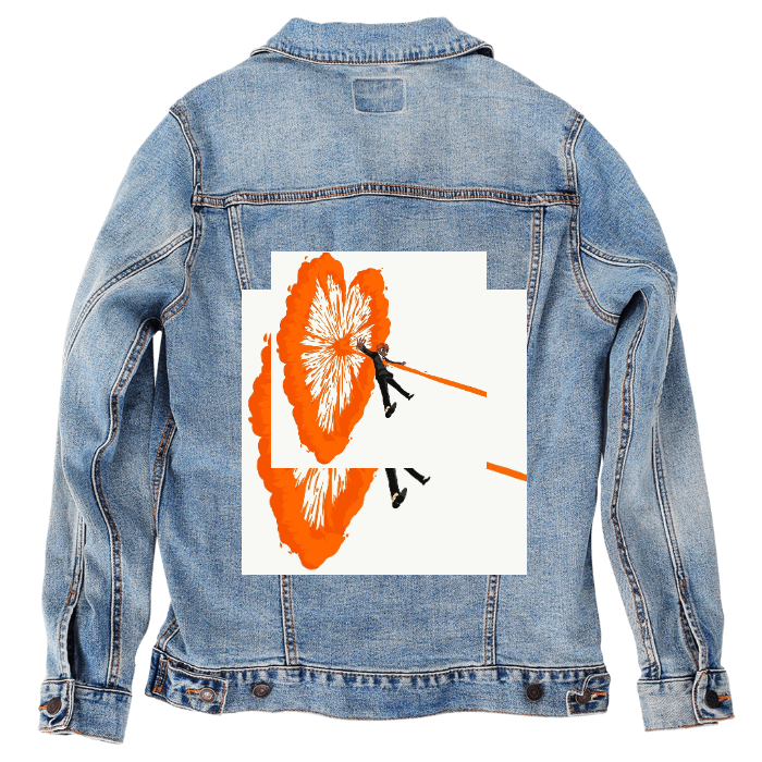 Customer Designed Custom Denim Jacket (hand-crafted) with 3 color choices of jacket: Stonewash, White, or Black. Unisex XS S M L XL 2X 3X. USA hand-crafted and USA digitally printed. Ships free within the USA & also ships Internationally.