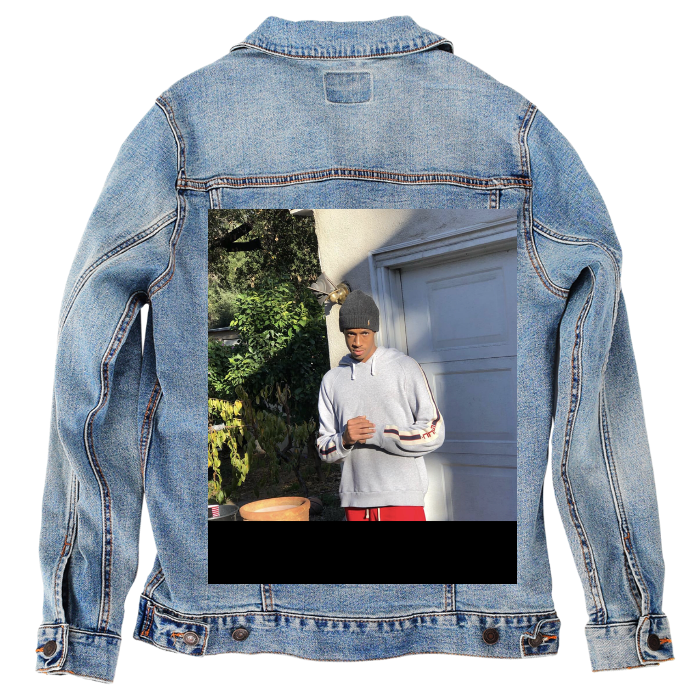 Customer Designed Custom Denim Jacket (hand-crafted) with 3 color choices of jacket: Stonewash, White, or Black. Unisex XS S M L XL 2X 3X. USA hand-crafted and USA digitally printed. Ships free within the USA & also ships Internationally.