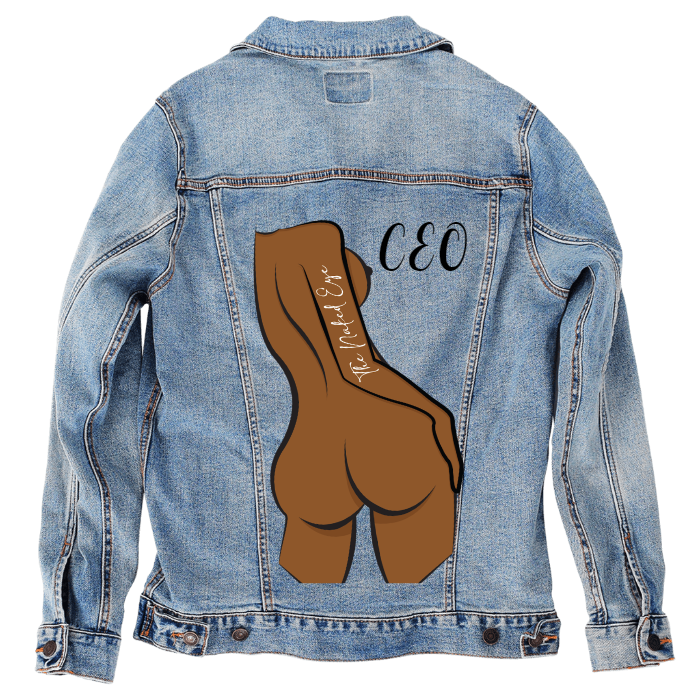 Customer Designed Custom Denim Jacket (hand-crafted) with 3 color choices of jacket: Stonewash, White, or Black. Unisex XS S M L XL 2X 3X. USA hand-crafted and USA digitally printed. Ships free within the USA & also ships Internationally.