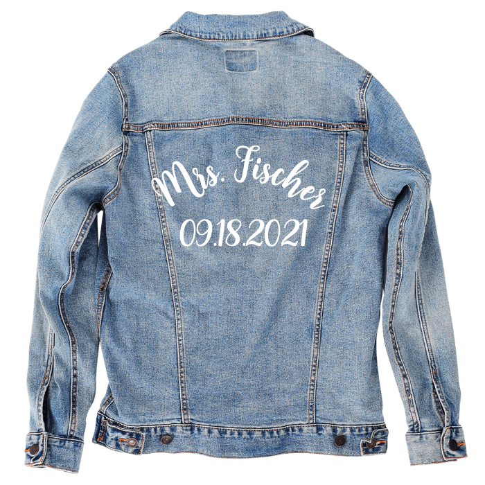 Customer Designed Custom Denim Jacket (hand-crafted) with 3 color choices of jacket: Stonewash, White, or Black. Unisex XS S M L XL 2X 3X. USA hand-crafted and USA digitally printed. Ships free within the USA & also ships Internationally.