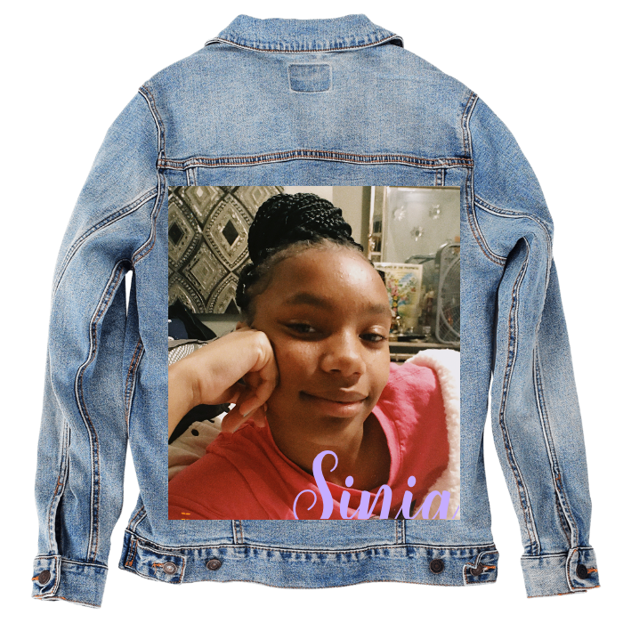 Customer Designed Custom Denim Jacket (hand-crafted) with 3 color choices of jacket: Stonewash, White, or Black. Unisex XS S M L XL 2X 3X. USA hand-crafted and USA digitally printed. Ships free within the USA & also ships Internationally.