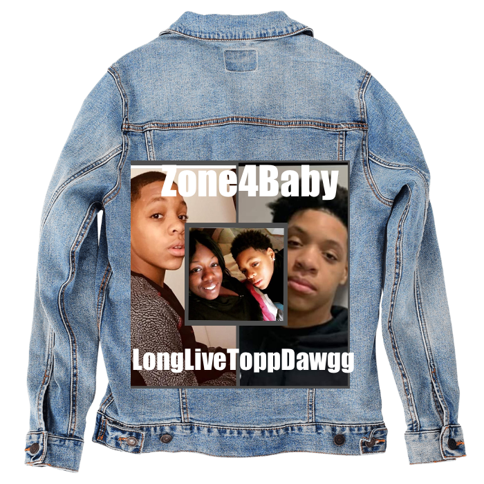 Customer Designed Custom Denim Jacket (hand-crafted) with 3 color choices of jacket: Stonewash, White, or Black. Unisex XS S M L XL 2X 3X. USA hand-crafted and USA digitally printed. Ships free within the USA & also ships Internationally.