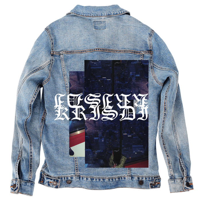 Customer Designed Custom Denim Jacket (hand-crafted) with 3 color choices of jacket: Stonewash, White, or Black. Unisex XS S M L XL 2X 3X. USA hand-crafted and USA digitally printed. Ships free within the USA & also ships Internationally.