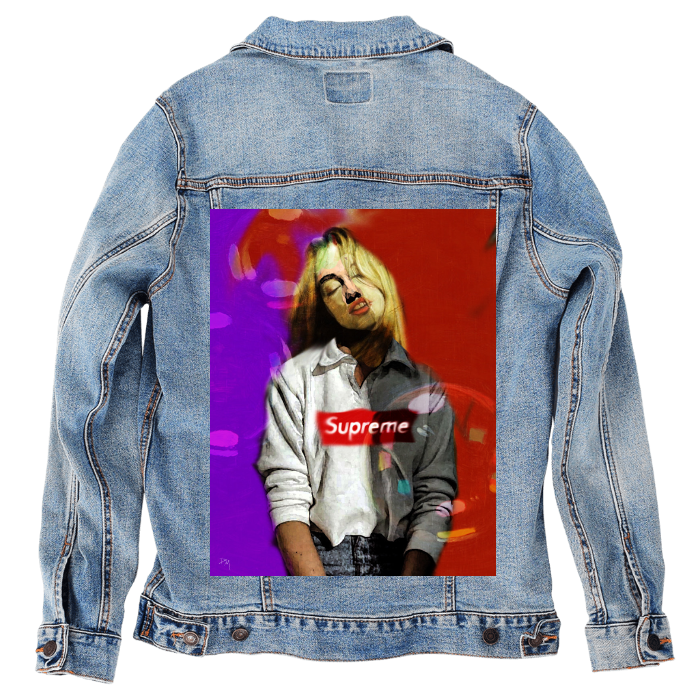 Customer Designed Custom Denim Jacket (hand-crafted) with 3 color choices of jacket: Stonewash, White, or Black. Unisex XS S M L XL 2X 3X. USA hand-crafted and USA digitally printed. Ships free within the USA & also ships Internationally.