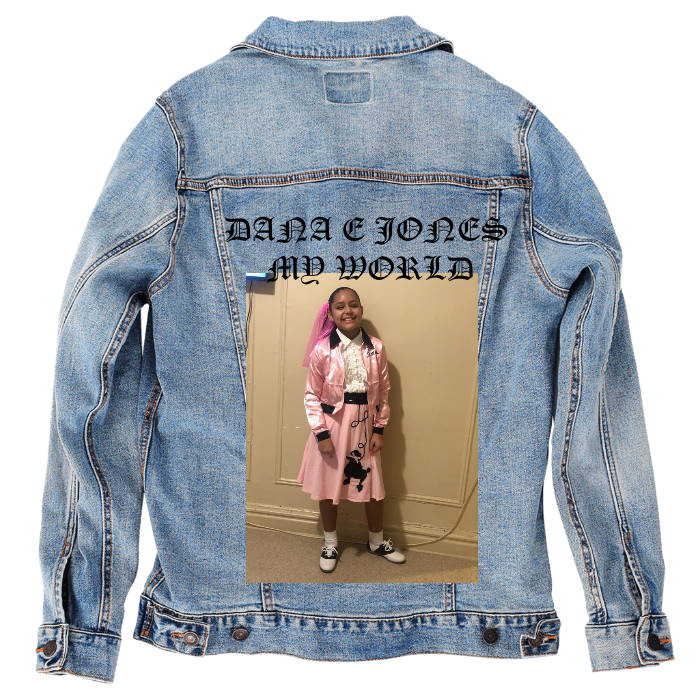 Customer Designed Custom Denim Jacket (hand-crafted) with 3 color choices of jacket: Stonewash, White, or Black. Unisex XS S M L XL 2X 3X. USA hand-crafted and USA digitally printed. Ships free within the USA & also ships Internationally.