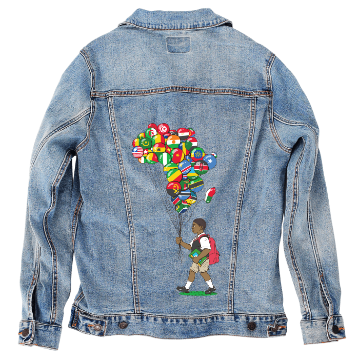 Customer Designed Custom Denim Jacket (hand-crafted) with 3 color choices of jacket: Stonewash, White, or Black. Unisex XS S M L XL 2X 3X. USA hand-crafted and USA digitally printed. Ships free within the USA & also ships Internationally.