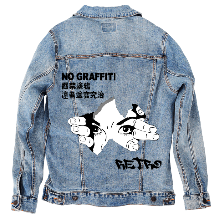 Customer Designed Custom Denim Jacket (hand-crafted) with 3 color choices of jacket: Stonewash, White, or Black. Unisex XS S M L XL 2X 3X. USA hand-crafted and USA digitally printed. Ships free within the USA & also ships Internationally.