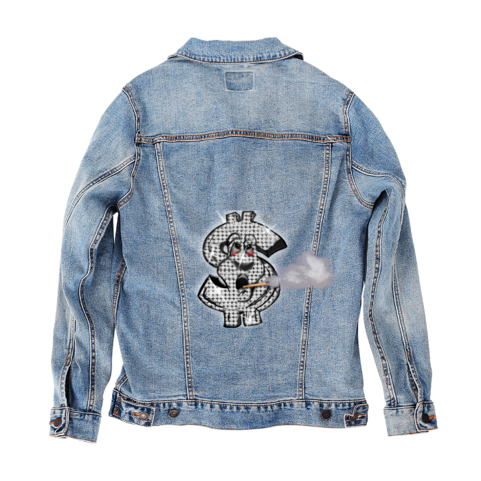 Customer Designed Custom Denim Jacket (hand-crafted) with 3 color choices of jacket: Stonewash, White, or Black. Unisex XS S M L XL 2X 3X. USA hand-crafted and USA digitally printed. Ships free within the USA &amp; also ships Internationally.