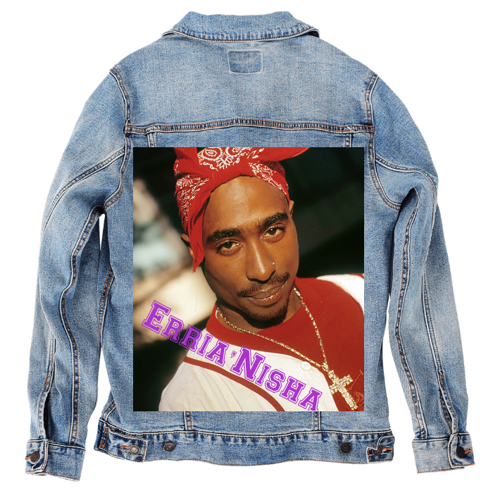 Customer Designed Custom Denim Jacket (hand-crafted) with 3 color choices of jacket: Stonewash, White, or Black. Unisex XS S M L XL 2X 3X. USA hand-crafted and USA digitally printed. Ships free within the USA & also ships Internationally.