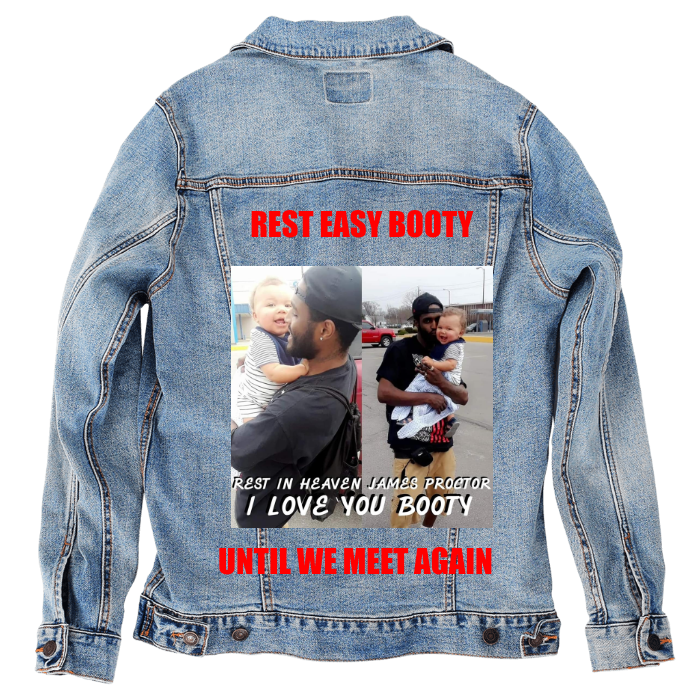 Customer Designed Custom Denim Jacket (hand-crafted) with 3 color choices of jacket: Stonewash, White, or Black. Unisex XS S M L XL 2X 3X. USA hand-crafted and USA digitally printed. Ships free within the USA & also ships Internationally.