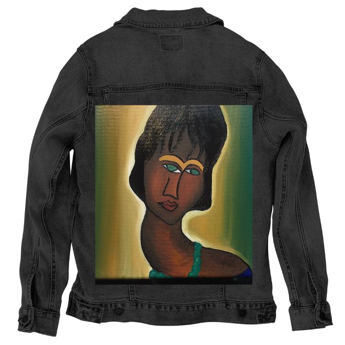 Customer Designed Custom Denim Jacket (hand-crafted) with 3 color choices of jacket: Stonewash, White, or Black. Unisex XS S M L XL 2X 3X. USA hand-crafted and USA digitally printed. Ships free within the USA & also ships Internationally.