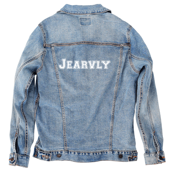 Customer Designed Custom Denim Jacket (hand-crafted) with 3 color choices of jacket: Stonewash, White, or Black. Unisex XS S M L XL 2X 3X. USA hand-crafted and USA digitally printed. Ships free within the USA & also ships Internationally.