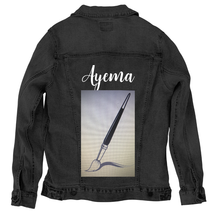 Customer Designed Custom Denim Jacket (hand-crafted) with 3 color choices of jacket: Stonewash, White, or Black. Unisex XS S M L XL 2X 3X. USA hand-crafted and USA digitally printed. Ships free within the USA & also ships Internationally.