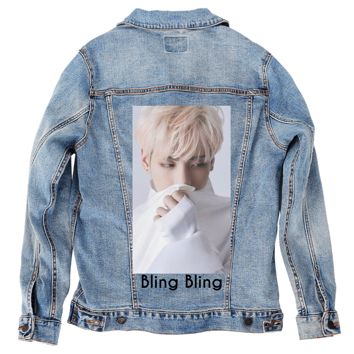 Customer Designed Custom Denim Jacket (hand-crafted) with 3 color choices of jacket: Stonewash, White, or Black. Unisex XS S M L XL 2X 3X. USA hand-crafted and USA digitally printed. Ships free within the USA & also ships Internationally.