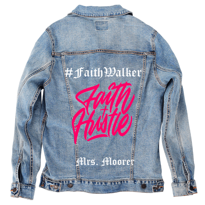 Customer Designed Custom Denim Jacket (hand-crafted) with 3 color choices of jacket: Stonewash, White, or Black. Unisex XS S M L XL 2X 3X. USA hand-crafted and USA digitally printed. Ships free within the USA & also ships Internationally.