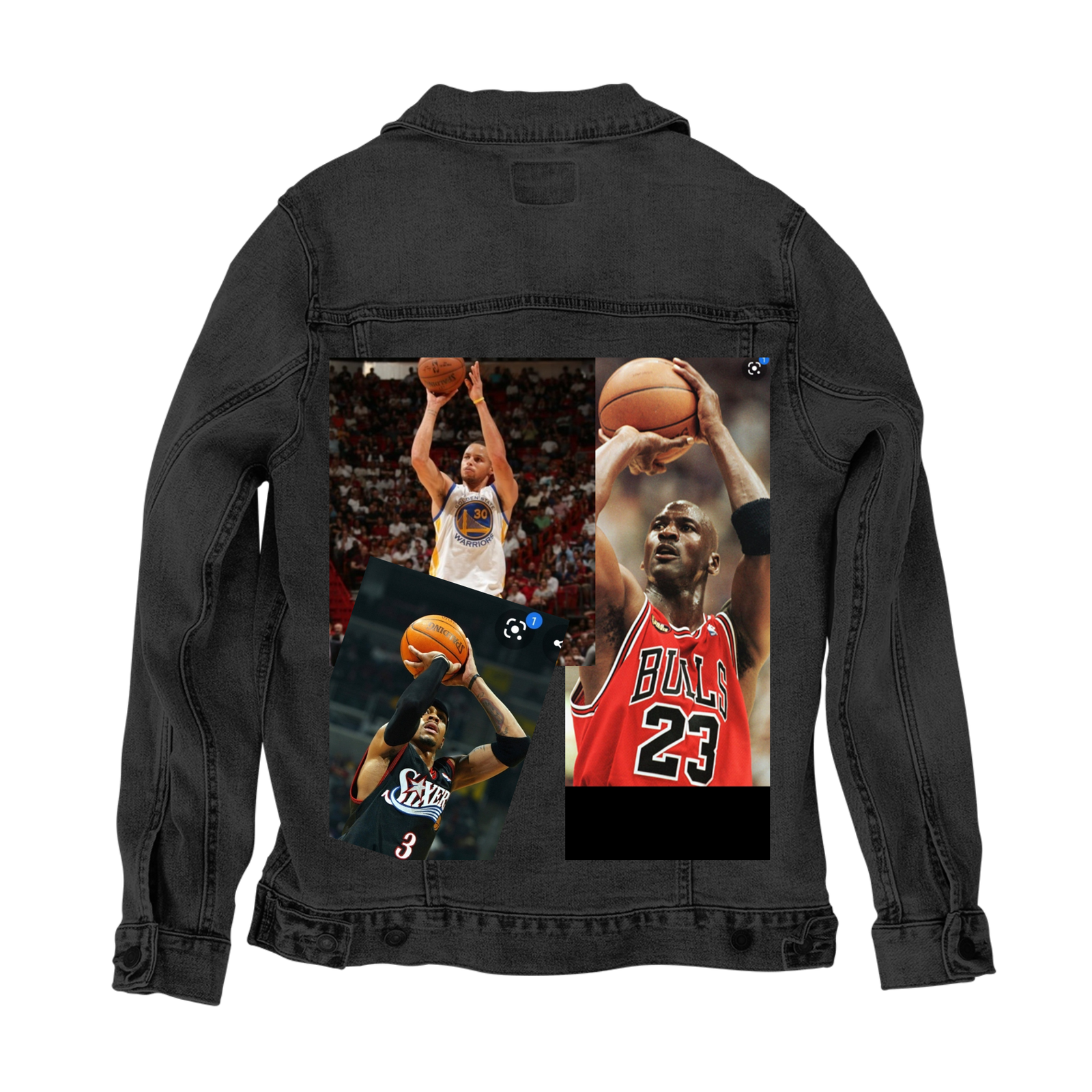 Customer Designed Custom Denim Jacket (hand-crafted) with 3 color choices of jacket: Stonewash, White, or Black. Unisex XS S M L XL 2X 3X. USA hand-crafted and USA digitally printed. Ships free within the USA & also ships Internationally.