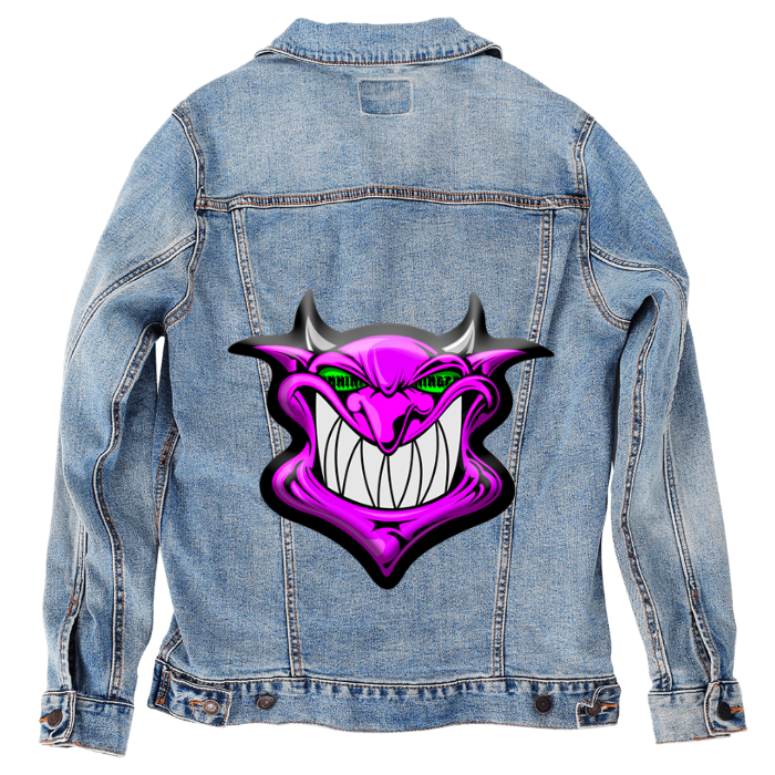 Customer Designed Custom Denim Jacket (hand-crafted) with 3 color choices of jacket: Stonewash, White, or Black. Unisex XS S M L XL 2X 3X. USA hand-crafted and USA digitally printed. Ships free within the USA & also ships Internationally.