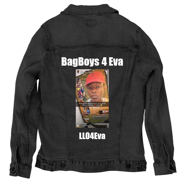 Customer Designed Custom Denim Jacket (hand-crafted) with 3 color choices of jacket: Stonewash, White, or Black. Unisex XS S M L XL 2X 3X. USA hand-crafted and USA digitally printed. Ships free within the USA & also ships Internationally.