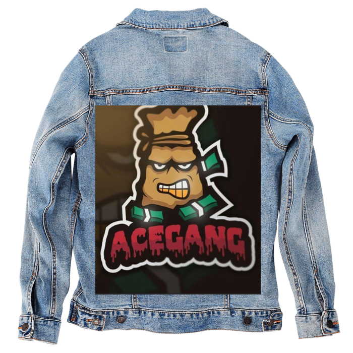 Customer Designed Custom Denim Jacket (hand-crafted) with 3 color choices of jacket: Stonewash, White, or Black. Unisex XS S M L XL 2X 3X. USA hand-crafted and USA digitally printed. Ships free within the USA & also ships Internationally.