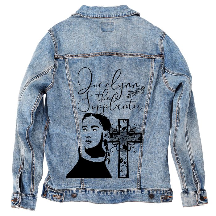 Customer Designed Custom Denim Jacket (hand-crafted) with 3 color choices of jacket: Stonewash, White, or Black. Unisex XS S M L XL 2X 3X. USA hand-crafted and USA digitally printed. Ships free within the USA & also ships Internationally.