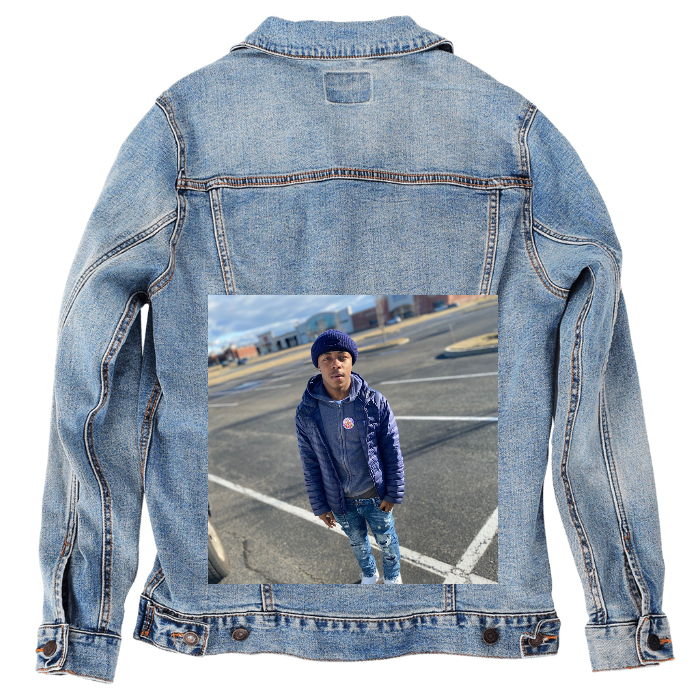Customer Designed Custom Denim Jacket (hand-crafted) with 3 color choices of jacket: Stonewash, White, or Black. Unisex XS S M L XL 2X 3X. USA hand-crafted and USA digitally printed. Ships free within the USA & also ships Internationally.