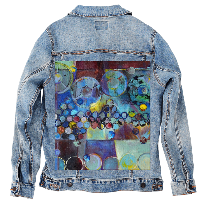 Customer Designed Custom Denim Jacket (hand-crafted) with 3 color choices of jacket: Stonewash, White, or Black. Unisex XS S M L XL 2X 3X. USA hand-crafted and USA digitally printed. Ships free within the USA & also ships Internationally.