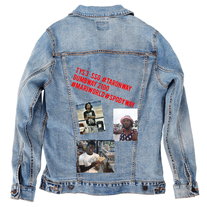 Customer Designed Custom Denim Jacket (hand-crafted) with 3 color choices of jacket: Stonewash, White, or Black. Unisex XS S M L XL 2X 3X. USA hand-crafted and USA digitally printed. Ships free within the USA & also ships Internationally.