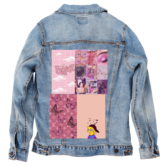 Customer Designed Custom Denim Jacket (hand-crafted) with 3 color choices of jacket: Stonewash, White, or Black. Unisex XS S M L XL 2X 3X. USA hand-crafted and USA digitally printed. Ships free within the USA & also ships Internationally.