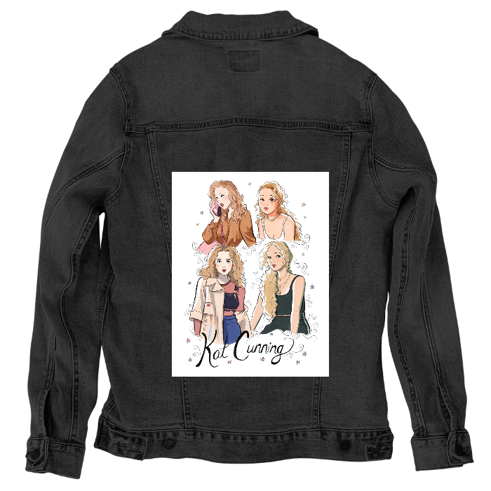 Customer Designed Custom Denim Jacket (hand-crafted) with 3 color choices of jacket: Stonewash, White, or Black. Unisex XS S M L XL 2X 3X. USA hand-crafted and USA digitally printed. Ships free within the USA & also ships Internationally.