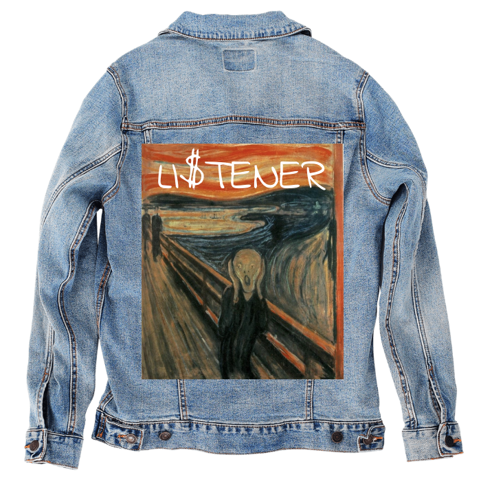 Customer Designed Custom Denim Jacket (hand-crafted) with 3 color choices of jacket: Stonewash, White, or Black. Unisex XS S M L XL 2X 3X. USA hand-crafted and USA digitally printed. Ships free within the USA & also ships Internationally.