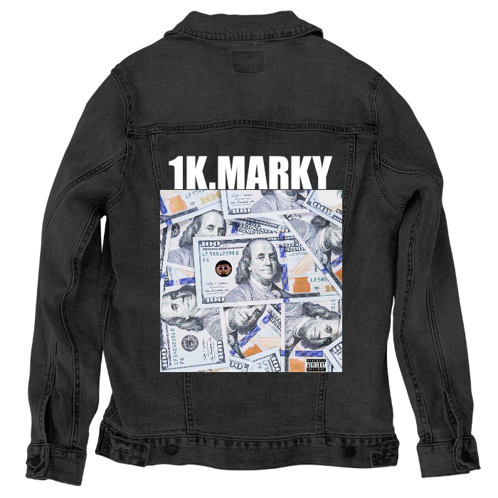 Customer Designed Custom Denim Jacket (hand-crafted) with 3 color choices of jacket: Stonewash, White, or Black. Unisex XS S M L XL 2X 3X. USA hand-crafted and USA digitally printed. Ships free within the USA & also ships Internationally.