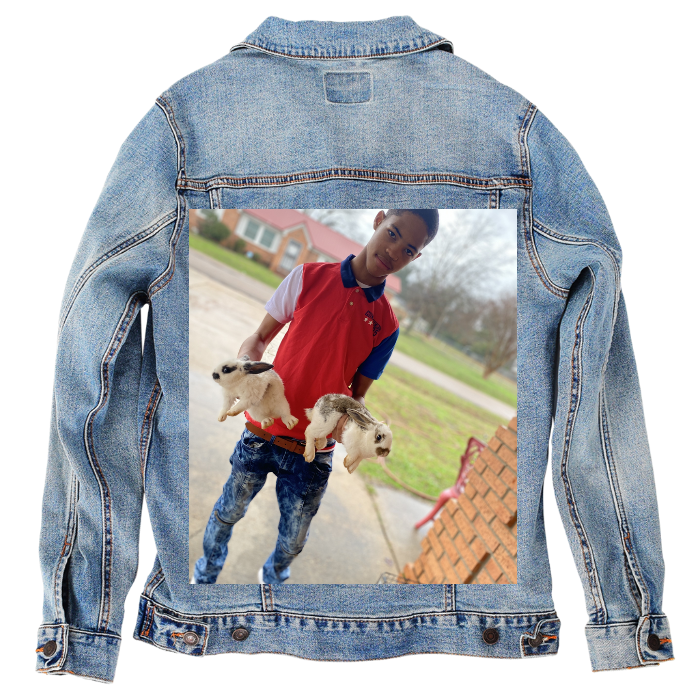 Customer Designed Custom Denim Jacket (hand-crafted) with 3 color choices of jacket: Stonewash, White, or Black. Unisex XS S M L XL 2X 3X. USA hand-crafted and USA digitally printed. Ships free within the USA & also ships Internationally.