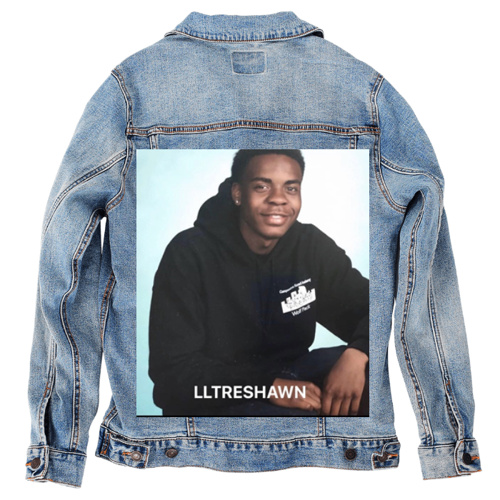 Customer Designed Custom Denim Jacket (hand-crafted) with 3 color choices of jacket: Stonewash, White, or Black. Unisex XS S M L XL 2X 3X. USA hand-crafted and USA digitally printed. Ships free within the USA & also ships Internationally.
