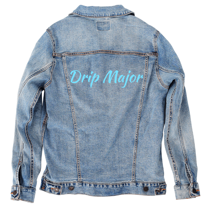 Customer Designed Custom Denim Jacket (hand-crafted) with 3 color choices of jacket: Stonewash, White, or Black. Unisex XS S M L XL 2X 3X. USA hand-crafted and USA digitally printed. Ships free within the USA & also ships Internationally.