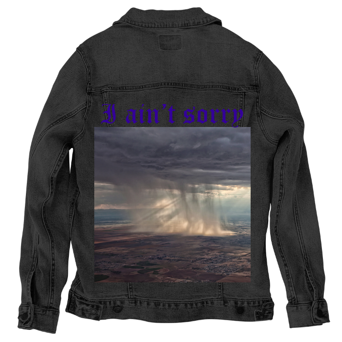 Customer Designed Custom Denim Jacket (hand-crafted) with 3 color choices of jacket: Stonewash, White, or Black. Unisex XS S M L XL 2X 3X. USA hand-crafted and USA digitally printed. Ships free within the USA & also ships Internationally.